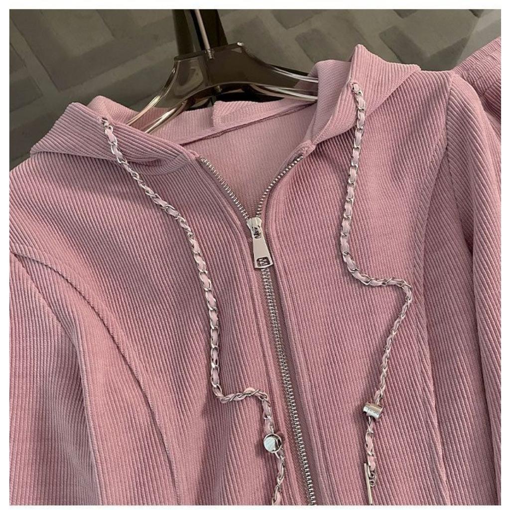 Casual, Tuta Sportiva, Da Donna, Ampia, Corta, Top con Cappuccio, Spacco, Pantaloni a Gamba Larga, Set Due Pezzi