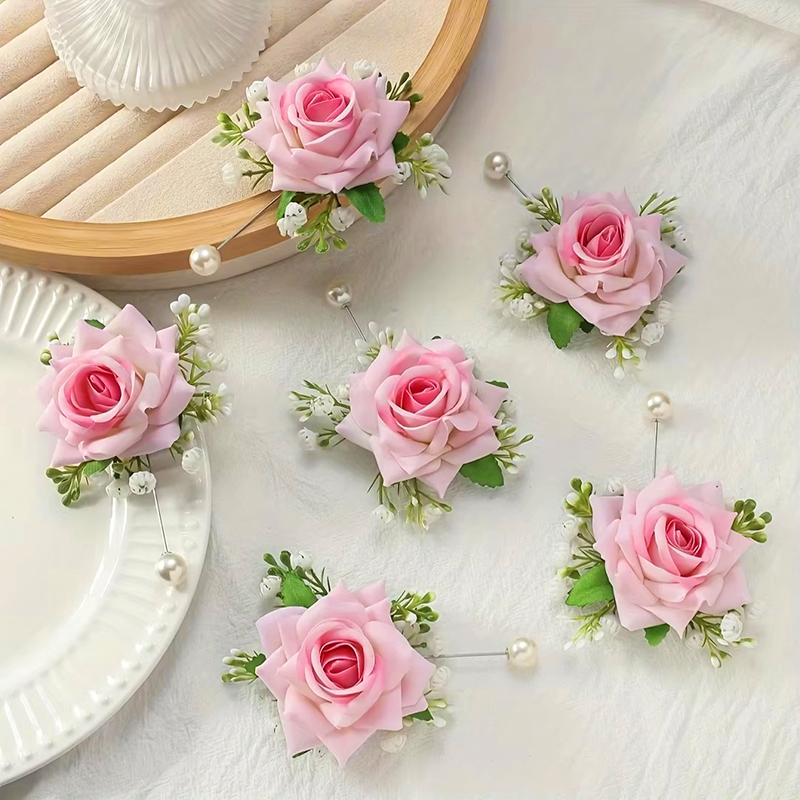 2PCS/Set Corsage Bridesmaid Accessories Party Jewelry Bridal Artificial Rose Gorgeous Wrist Corsage Elegant Multi-Color