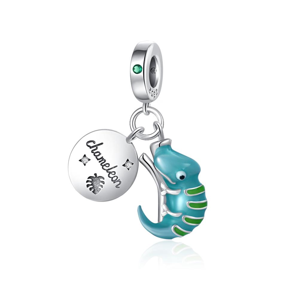 New Copper Chameleon Rainbow Horse Flamingo Pendant Bead Fit Original Charms Bracelet Trinket Jewerly Accessories