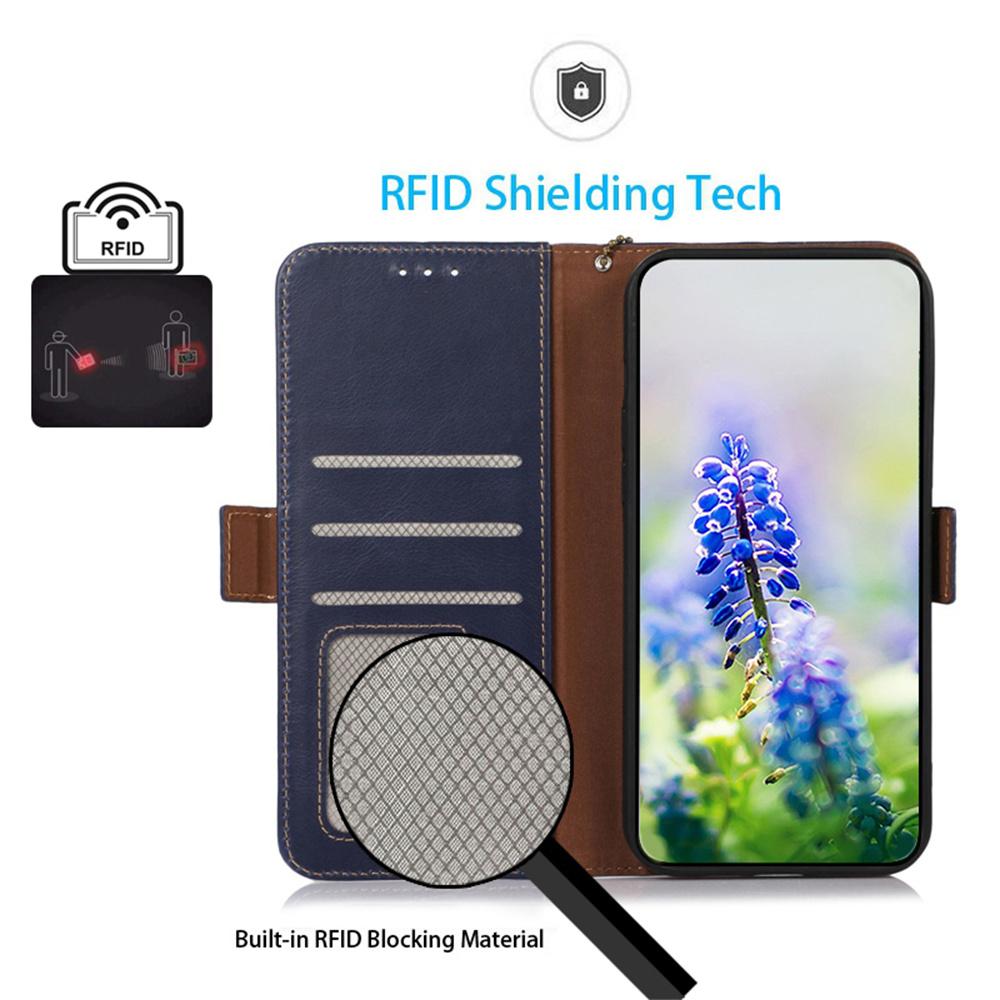 Für Xiaomi Redmi Note 15 Pro 4G (Global) Hülle RFID-Blockierung Echtes Rindsleder Geldbörse Handyhülle