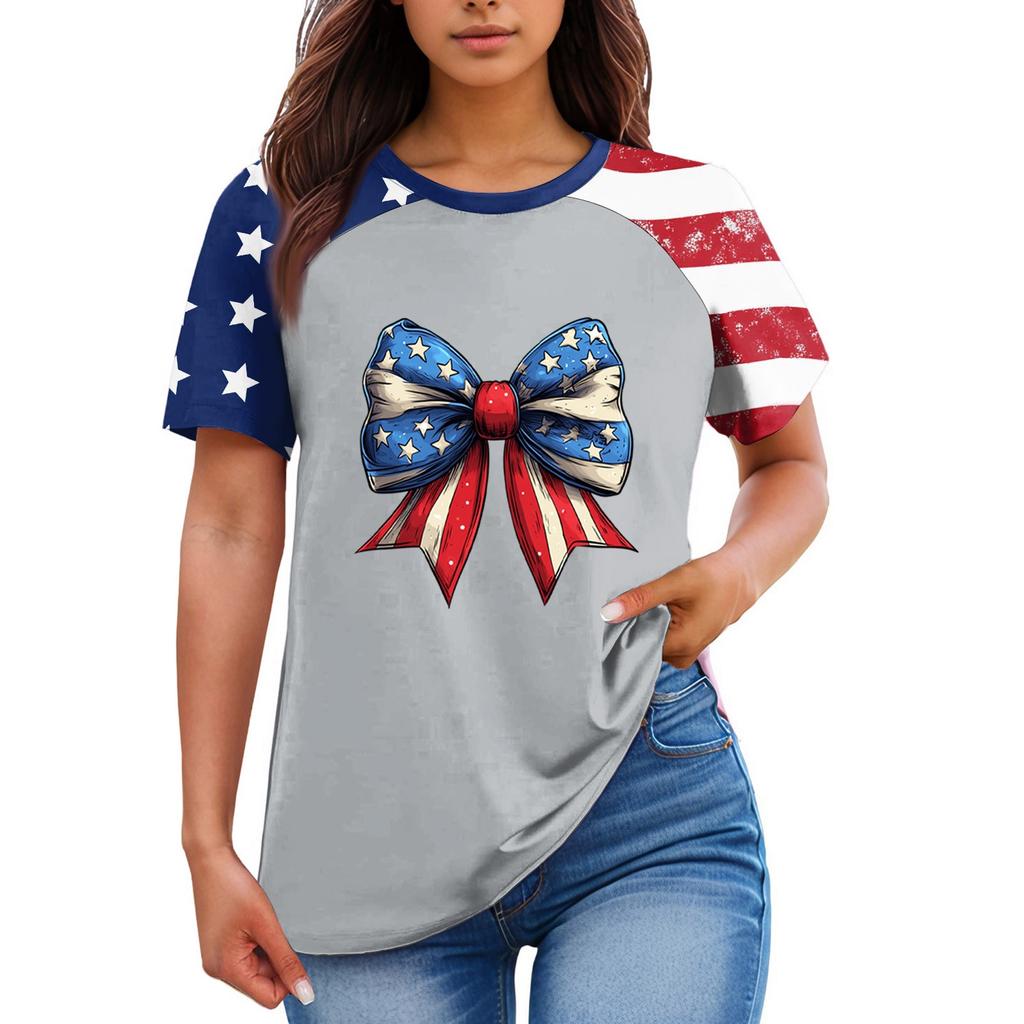 Women's Fashion Casual Printed Round Neck Raglan Sleeve T-Shirt Top T-Shirt Top Top