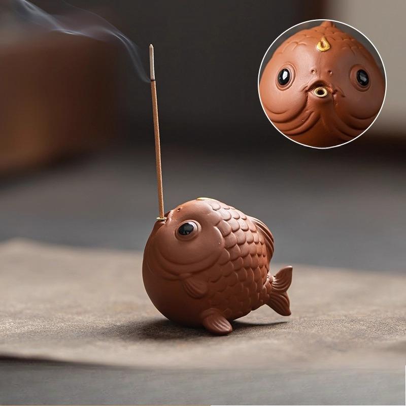Purple Clay Koi Tea Pet Maintainable Small Ornaments Tea Table Wealth Attraction Desktop Decoration Mascot Tea Play