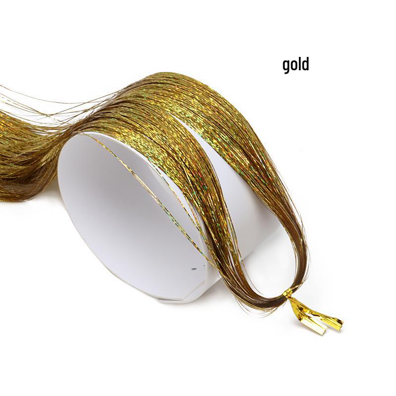 Vibrant Laser Silk Hair Extensions: Colorful Seven-Color Tinsel Strips for Women