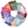 Organza Drawstring Gift Bags Star and Moon Gold Print Mesh Pouches for Jewelry Candy Favors