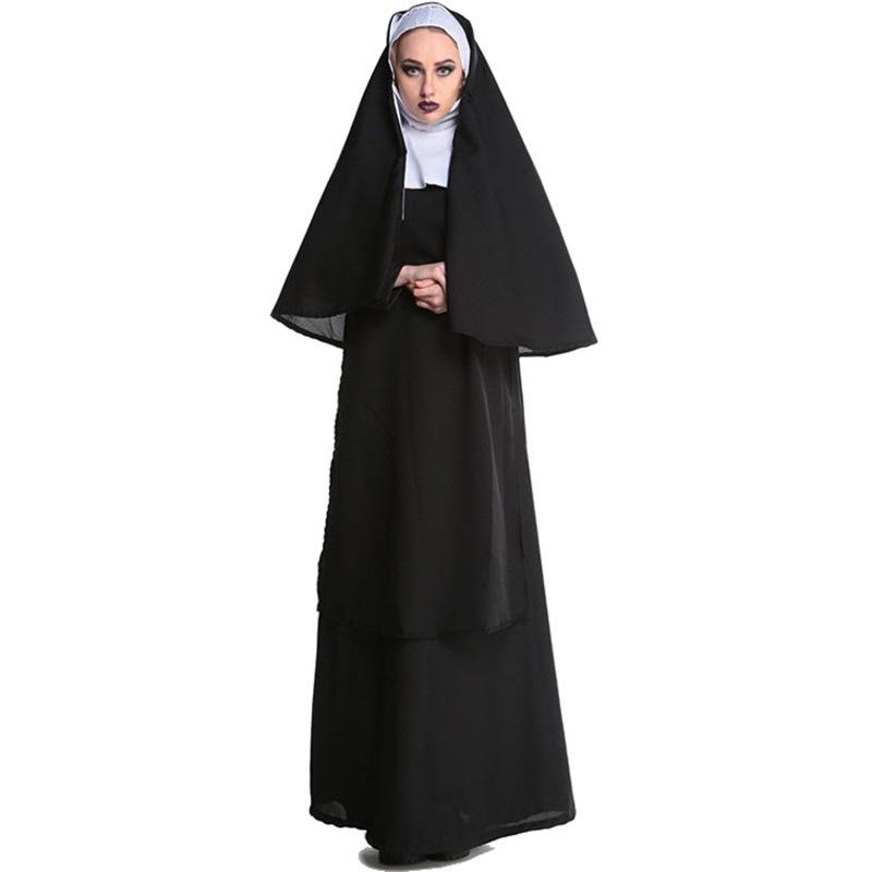 Adult Halloween Costume Cosplay Nun Outfit For Stage Performances L Xl)