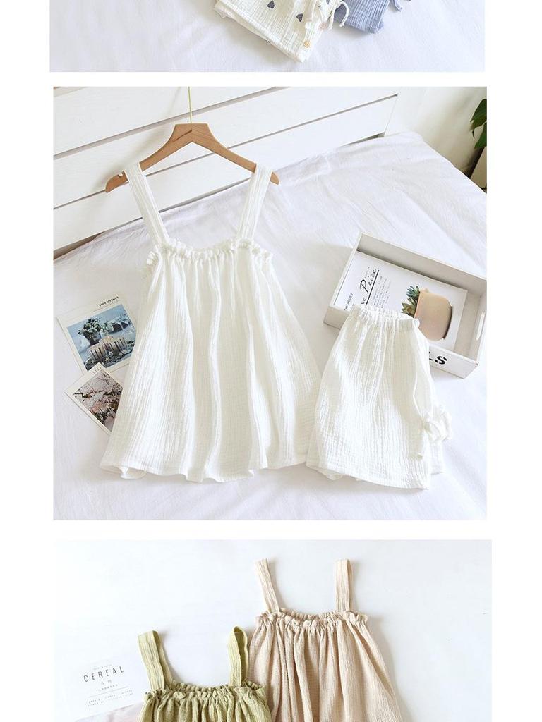 Women's Summer Cotton Gauze Pajama Set - Korean Camisole & Shorts, Sweet and Loose Homewear.