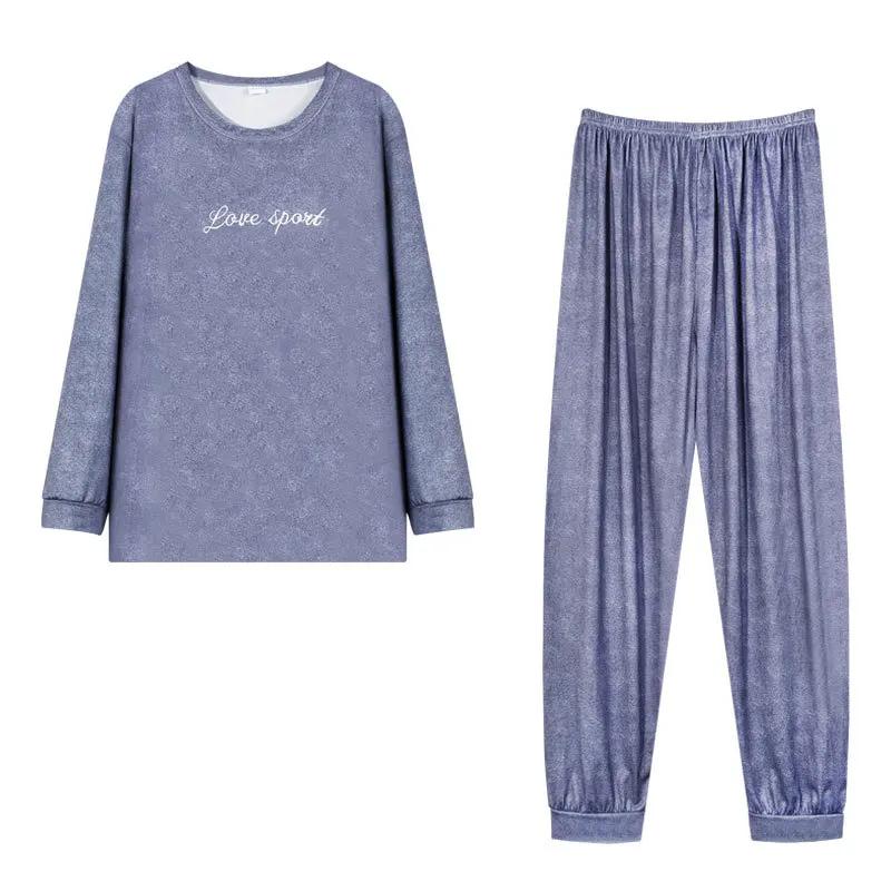 Cotton Pajamas Men's Spring and Fall Long-Sleeved Long Pants Korean Version of The Loose Homewear Solid Sleepwear Loungewear