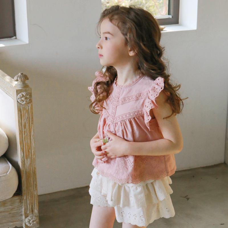Girls' Lace Skirt Shorts - Lightweight Summer Cotton for Ages 3-10