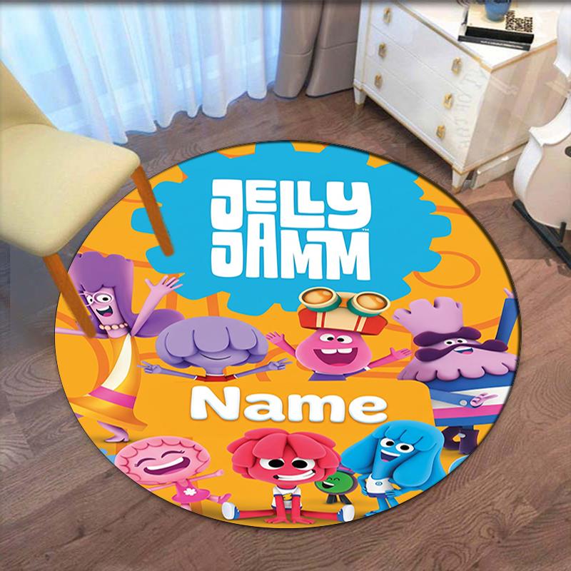 Custom Name Jelly Jamm Printed Round Rug Carpet Chair Rug Area Rug Entryway Doormats,for Office Chair Living Room Bedroom Kitchen Room.
