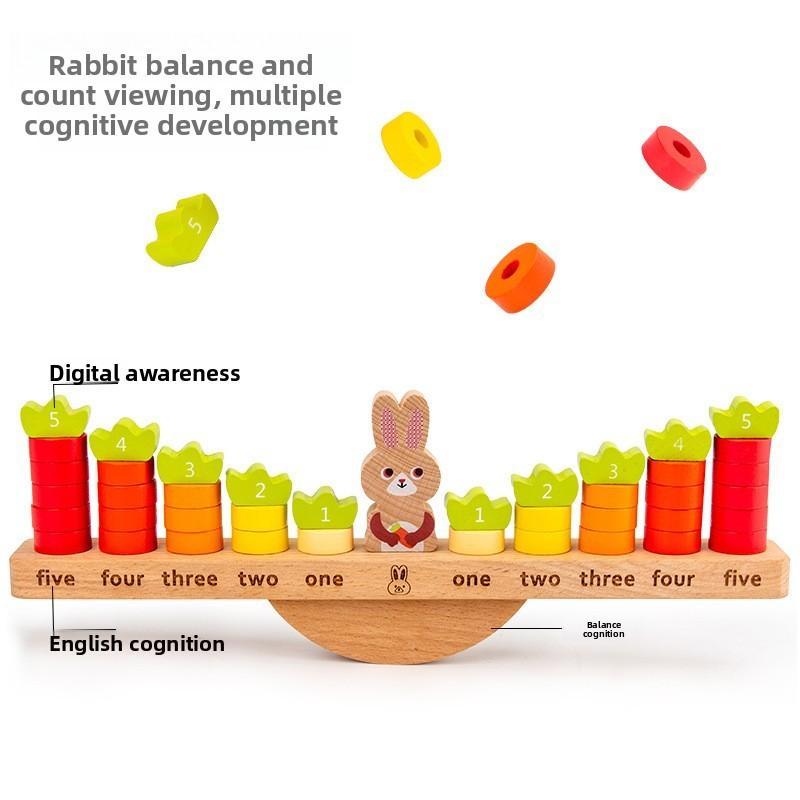 Wooden Rabbit Balance Game For Early Education And Cognitive Development