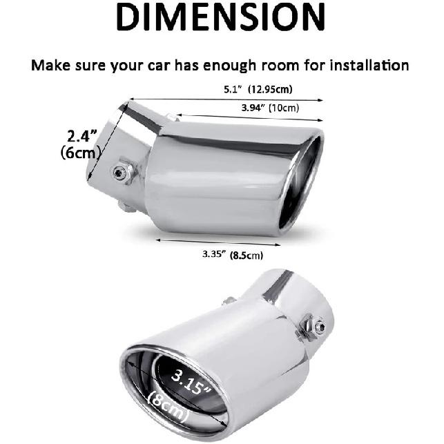 1.5-2.25 Inch(3.81cm-5.7cm) Adjustable Inlet Exhaust Tips, Bolt-On Design Chrome Plated Stainless Steel Exhaust Tailpipe Tips