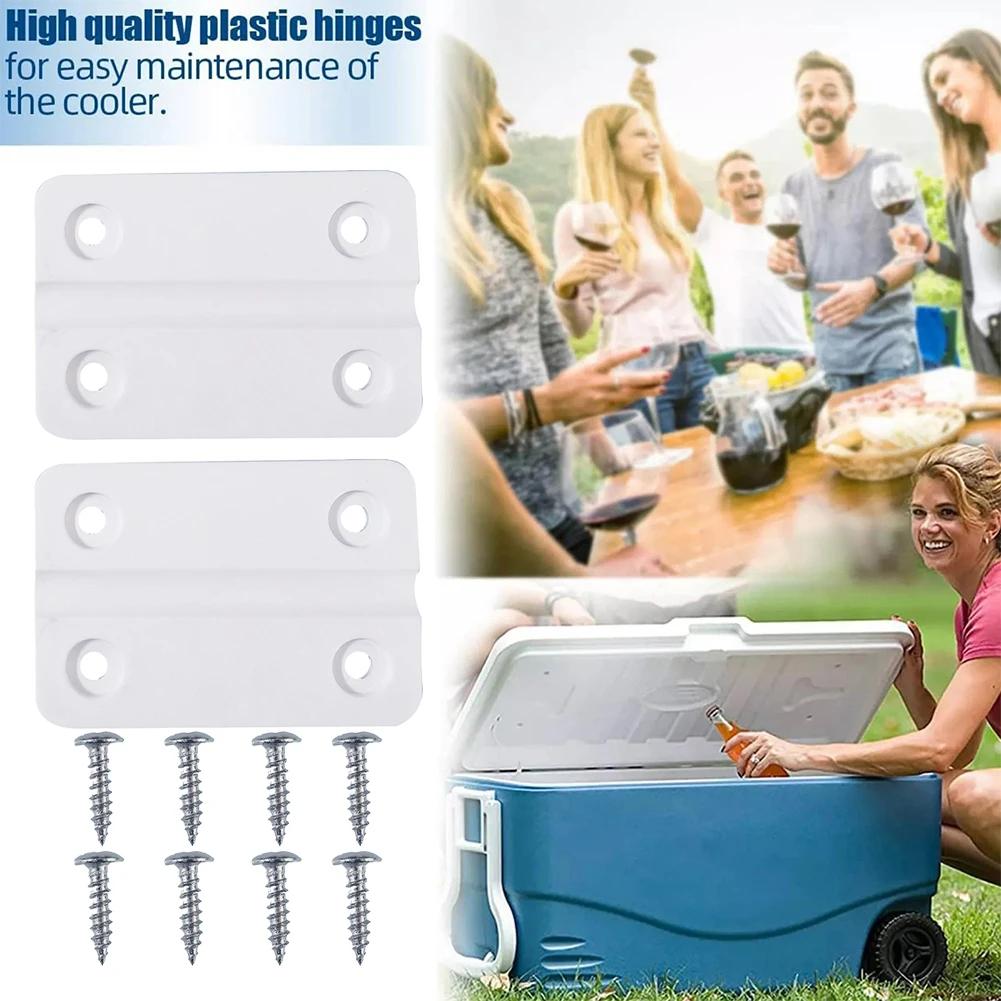 2pcs Replacement Hinges With 8pcs Stainless Screws Parts Kit For Igloo Coolers Insulated Box Hinge Hinge Folding Screw Yard