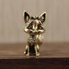 Brass Fox Statue Cute Fox Miniature Figurines Desk Ornament Decorations Accessories Copper Animal Sculpture Home Decor Crafts