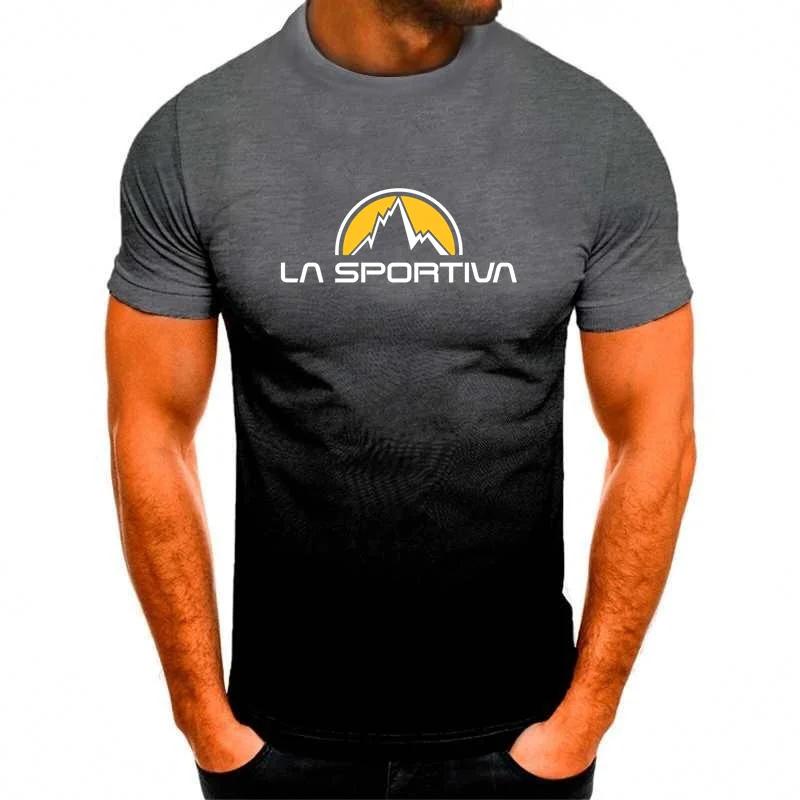 La Sportiva-Tricou cu imprimeu cu litere pentru bărbați, tricou confortabil și respirabil cu gât rotund, tricouri sportive
