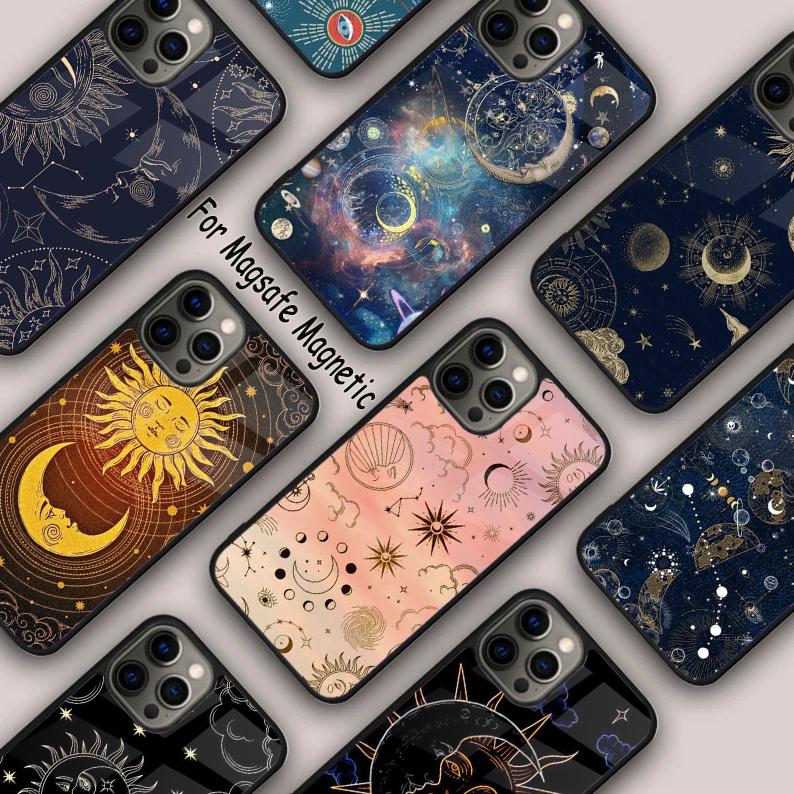 Celestial Sun and Moon Magnetic Phone Case For APPLE iPhone 17 Air 16 14 13 12 Pro Max 15 Plus Wireless Charge MagSafe Cover