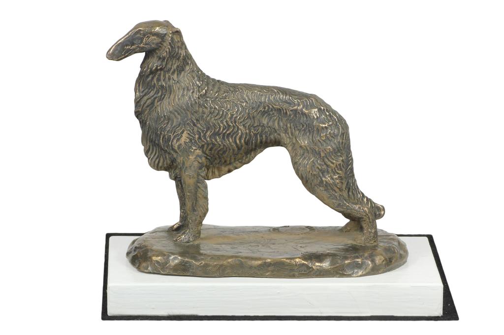 Borzoi, Russian Hunting Sighthound, Russian Wolfhound IV - Dog Figurine, Figure On a White Base, Trophy for Art-Dog Dog Show Exhibition