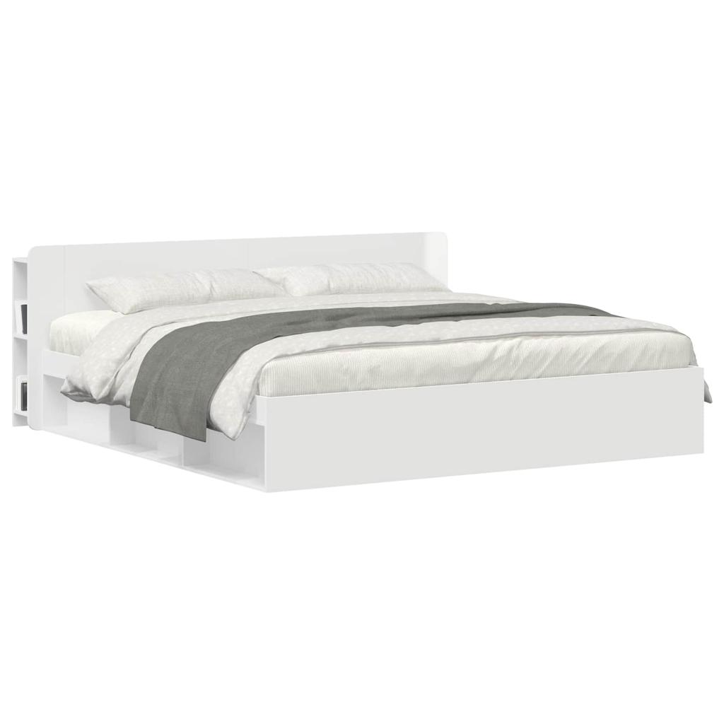 Headboard Cabinet with Storage High Gloss White Particleboard