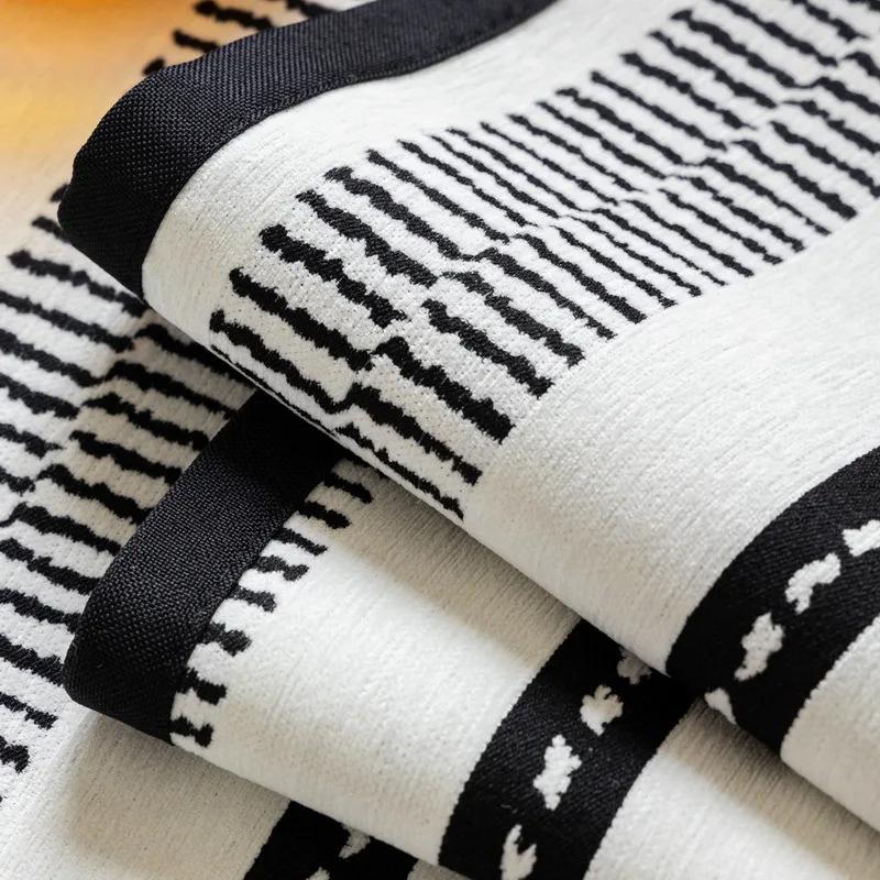 Nordic Solid Color Striped Sofa Cushion Four Seasonal Universal Sofa Cushion Anti Slip Dustproof Chenille Sofa Cover Pillowcase