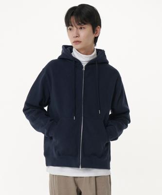 Brushed Hooded Sweat Zip-Up [Navy]