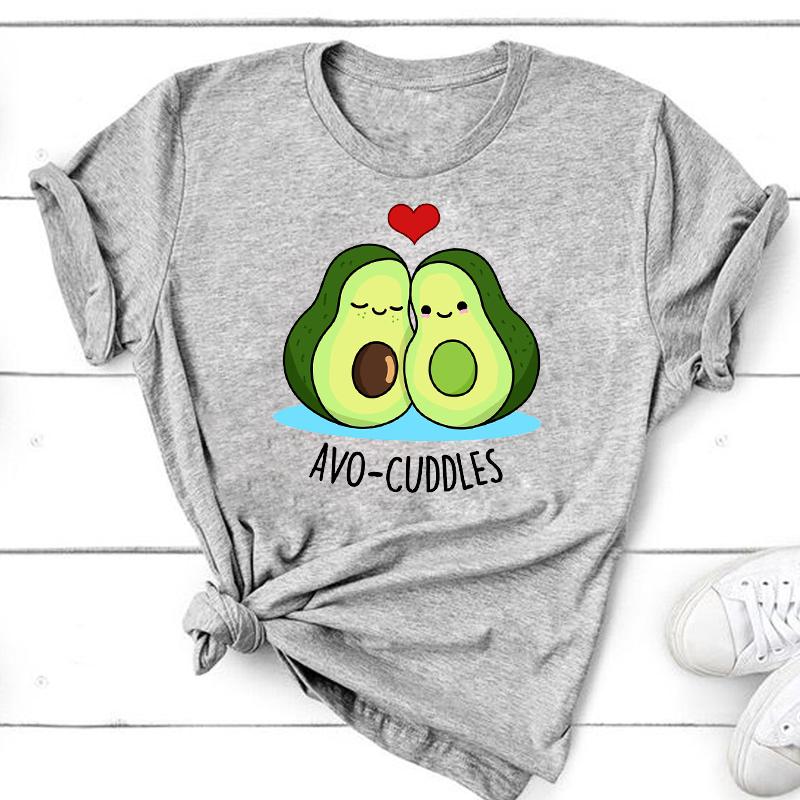 (Asian Size ) Graphic Tee Avocado Love Style Clothing Summer Sweet Trend  Print Female T Top Casual Short Sleeve Women Fashion T-shirt