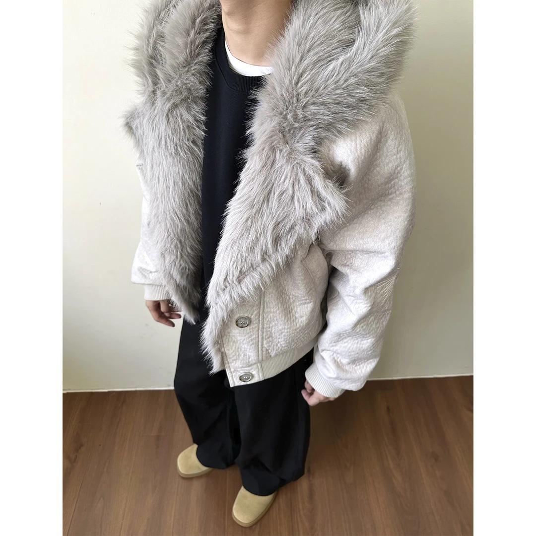 

Unisex Winter Wolf Constellation Cotton Jacket with Velvet Lining Double Extra Large бежевий