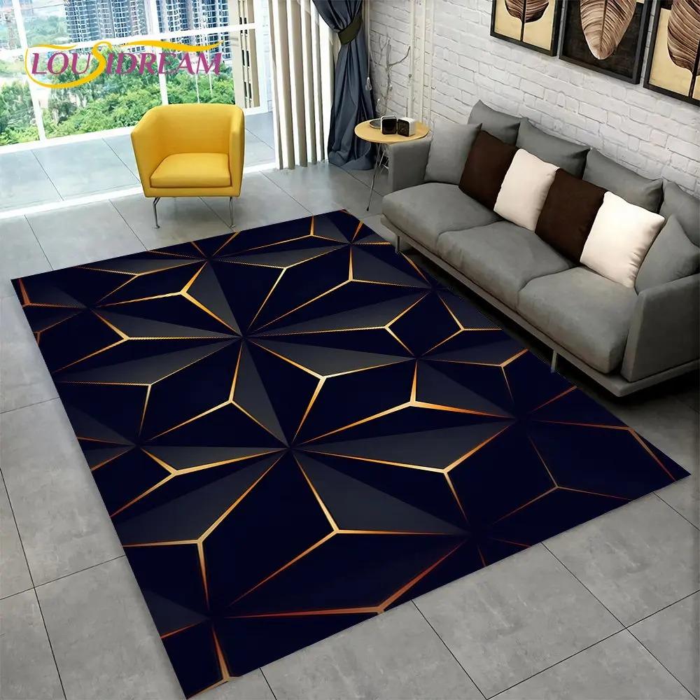 3D Abstrakt Modern Geometrisch Illusion Teppich, Teppich für Wohnzimmer Schlafzimmer Sofa Fußmatte Dekor Kinderspiel Rutschfeste Bodenmatte