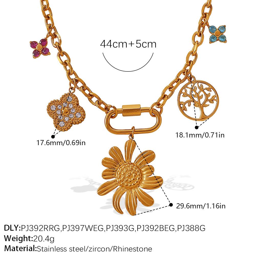 Personalized Stainless Steel Necklace Gold Fashion High Sense Clover Pepper Design Sense Temperament Necklace Jewelry