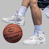 Elite Odor-Resistant Black & White Basketball Mid-Calf Socks with Thick Terry Bottom