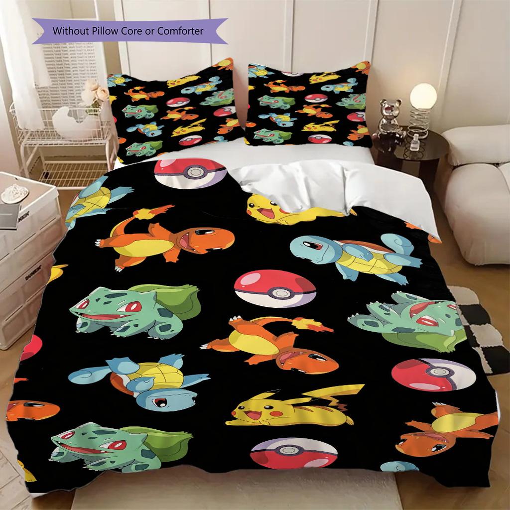 Anime Pocket Monster Print Soft Comfortable Duvet Cover, Children's Bedding Set Gift, Various Sizes Available LXR119