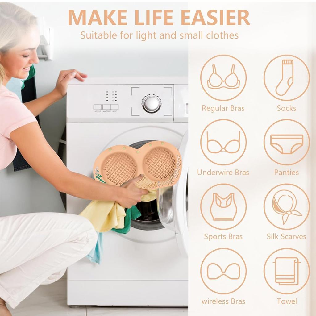 Bra Laundry Bag Lockable Zipper Underwear Washing Bag Reusable Silicone Bra Storage Bag Fits for 32A-38DD Cup