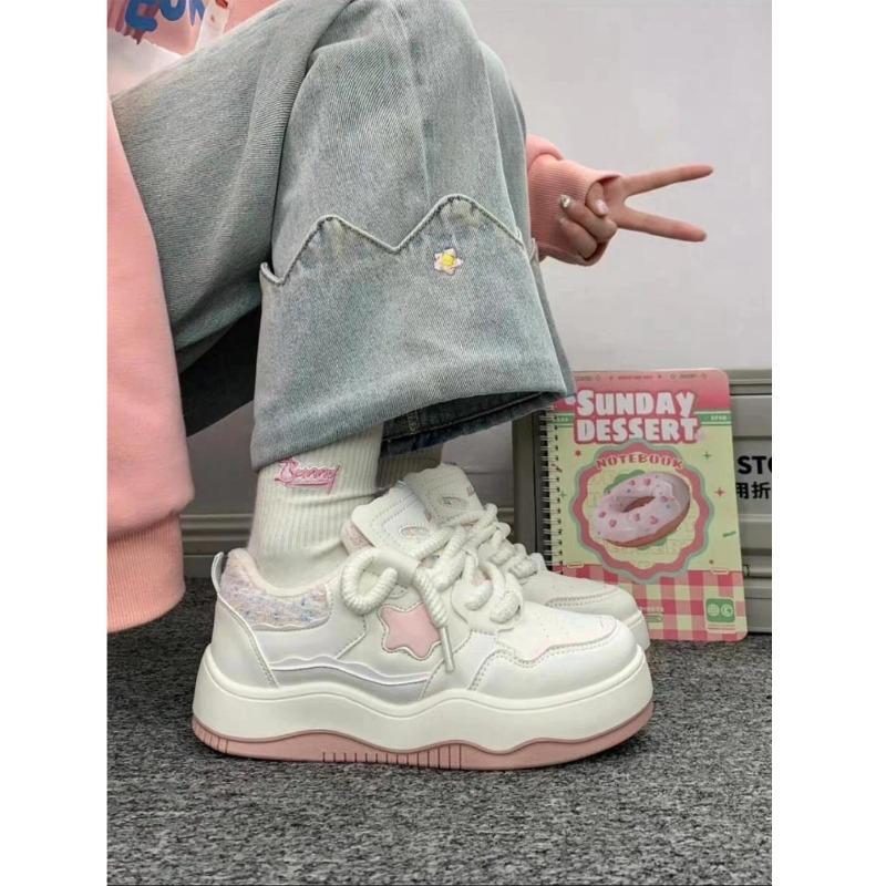 Korean Style Women S Thick Sole Sneakers Ins Trendy Retro White Shoes
