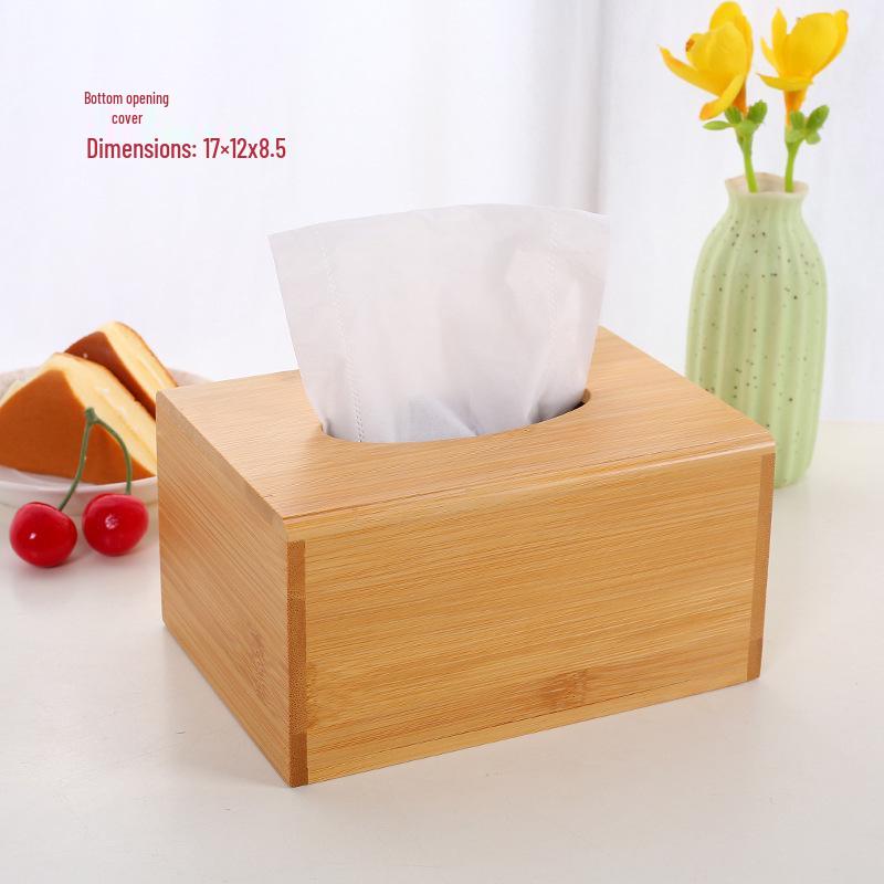 Bamboo Wood Paper Towel Box - Modern Desktop & Car Storage, Creative Bamboo Material, Suitable for Home.