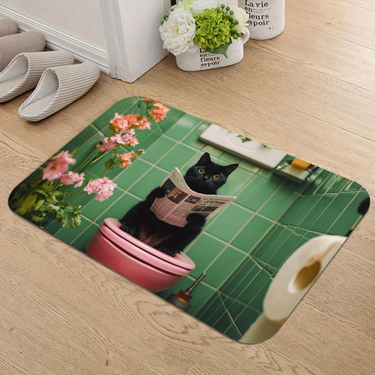 

VIKAMA Cartoon Black Cat Reading Newspaper Bathing Carpet Funny Bath Mat Doormat Welcome Mat Bathroom Mat Rug For Bedroom Carpet 40X60CM (1.3X2FT
