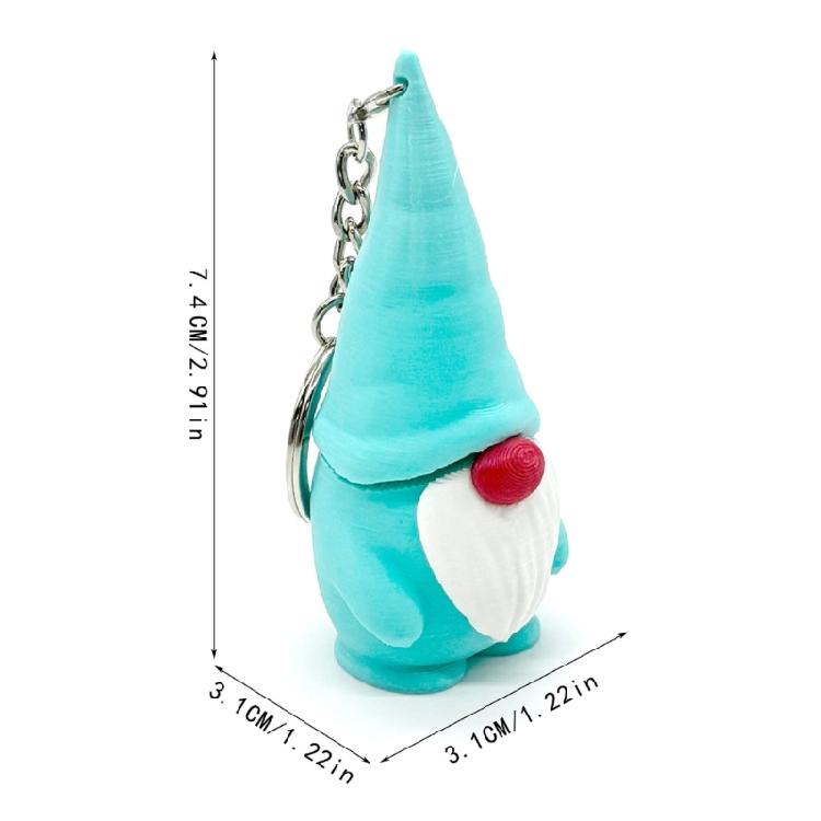 Christmas Keychain PLA Dwarf Ornament Gnome Figurine Pendant Keyring Accessory Festival Key Holder Decoration
