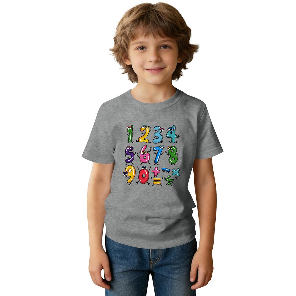 Modische Rundhals-Kurzarm-Arbeitskleidung bedruckte Oberteile für Kinder-Sommeroberteile