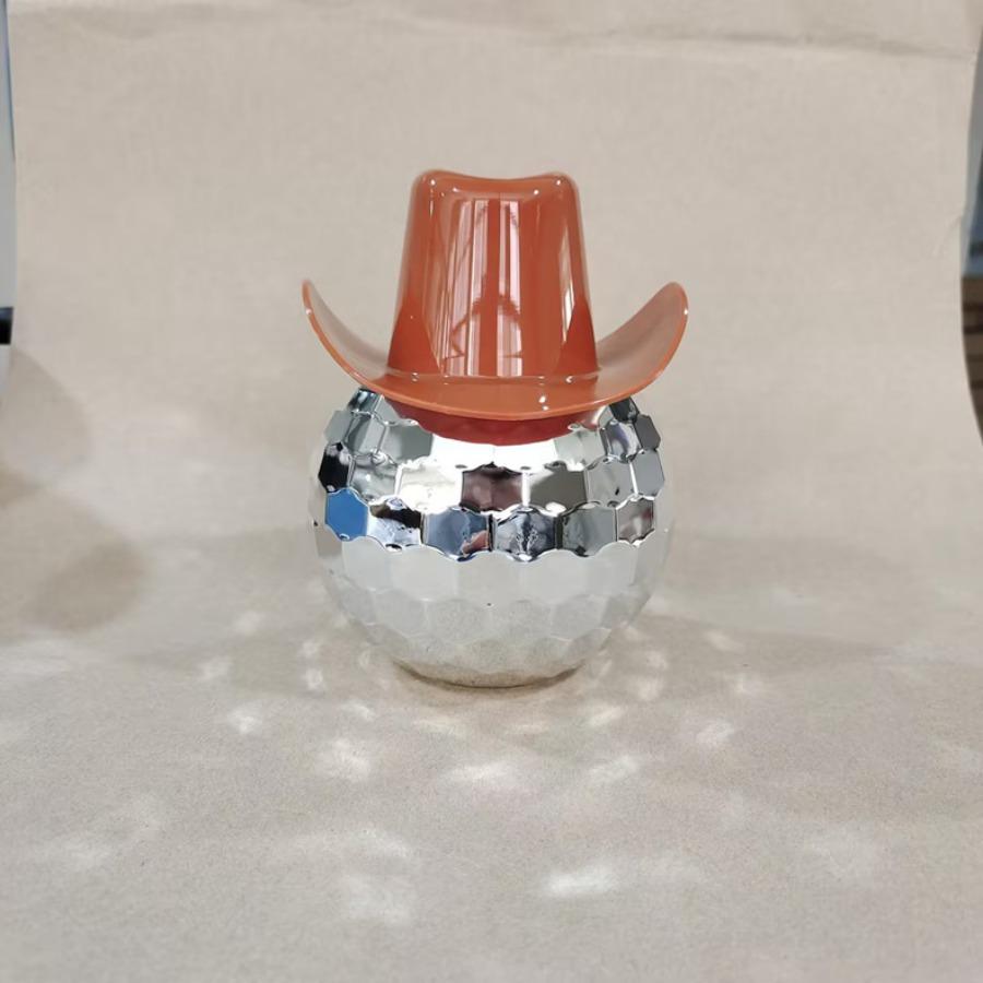 Cowboy Hat Disco Ball Electroplated Tumbler 600ml Stainless Steel Drinking Cup with Straw Party Supplies