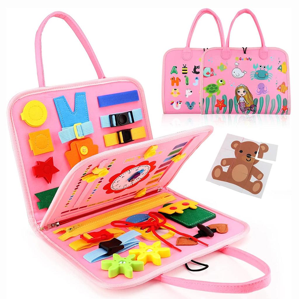 Montessori Kids Travel Toy Felt Quiet Busy Board Educational Sensory Montessori Toys Preschool Activities For Fine Motor Skills