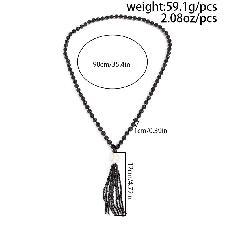 

Acrylic Bead Layered Necklace Rice Bead Tassel Collarbone Necklace Winter Versatile Sweater Chain Oversize French Accessories