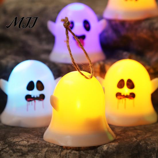 Colorful Ghost Mood Light 6 Pcs Decorative Light, LED Color Changing Warm Flameless Battery-Operated Halloween Party Table Centerpiece Mini