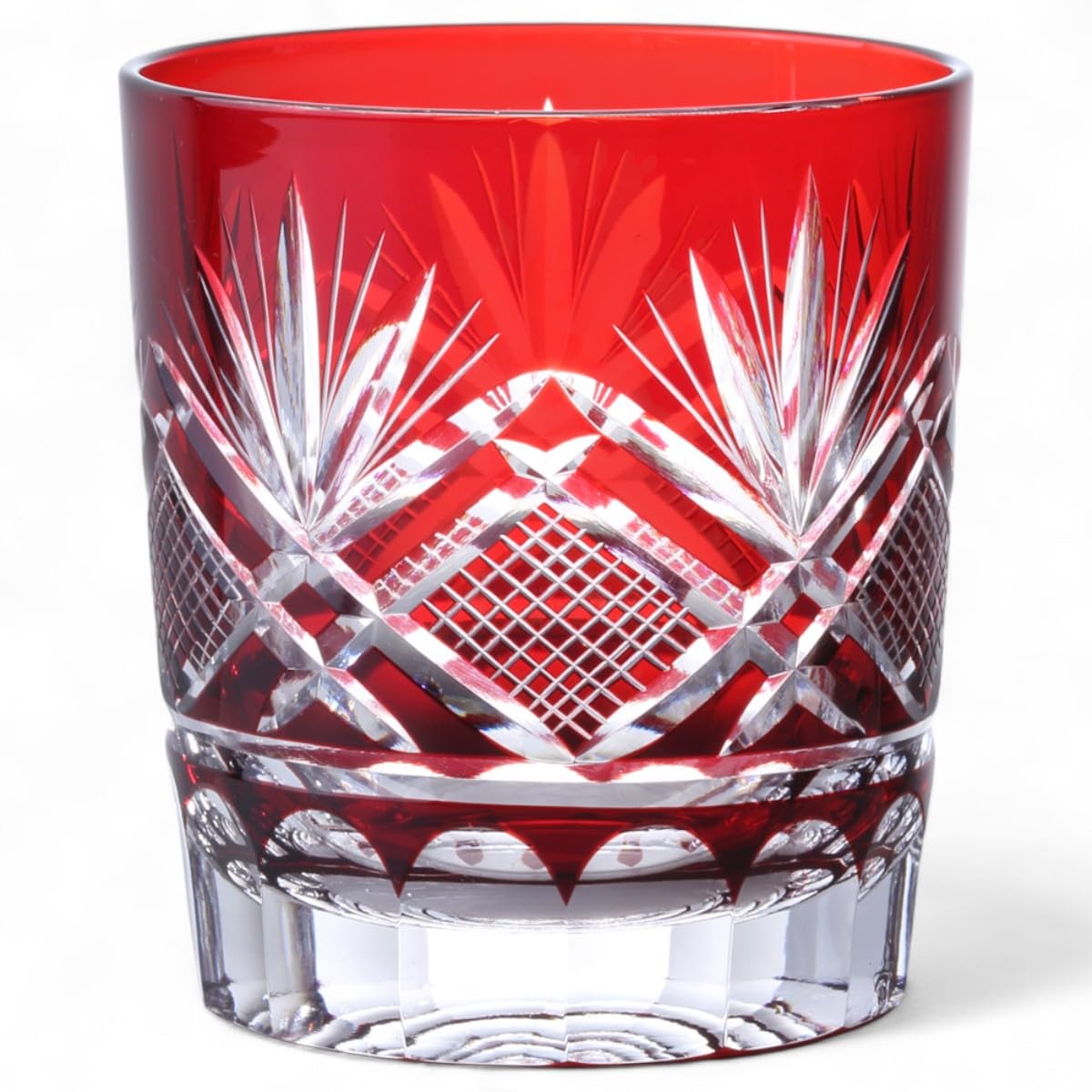 

Mizukage Kiriko Glass Orchid Current Model J-kitchens Cup, 80xH90mm, 280cc, Carving, Red, Bisho,