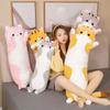 50cm Cute Soft Long Cat Plush Toys Stuffed Pause Office Nap Pillow Bed Sleep Home Decor Gift Doll for Kids Girl Birthday Gift
