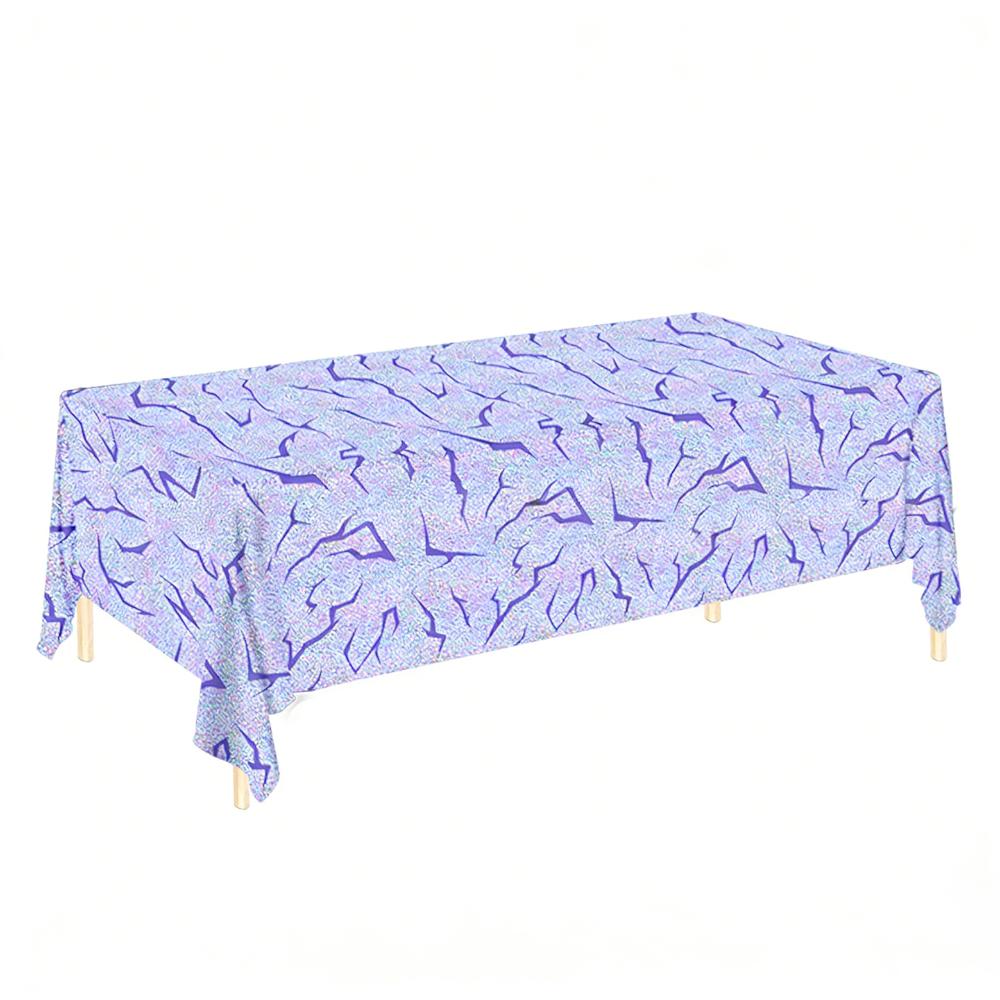 

Lightning Crack Print Kpop Theme Tablecloth Reusable Waterproof Rectangle Table Cover Aluminum Film Easy Clean світло-фіолетового кольору
