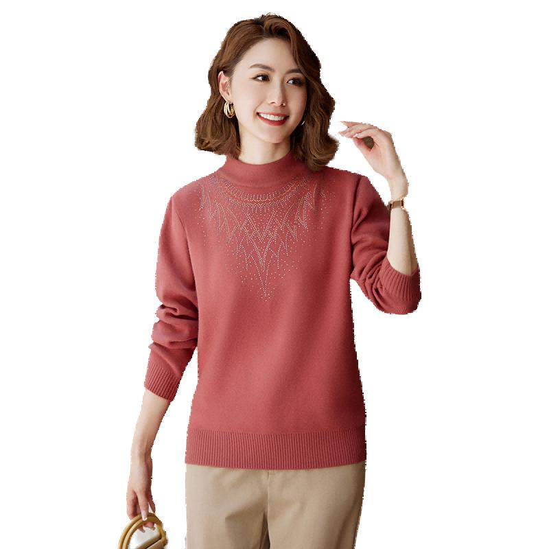 

Южаолинь Вязаный свитер со стразами для женщин среднего возраста One Size (108-138 jin)