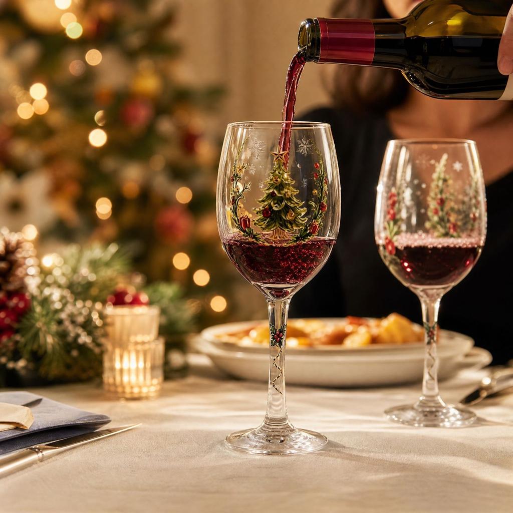 Weihnachts-Glaspokal - Festlicher Weinglas für Feiertagsunterhaltung und Tischdekoration