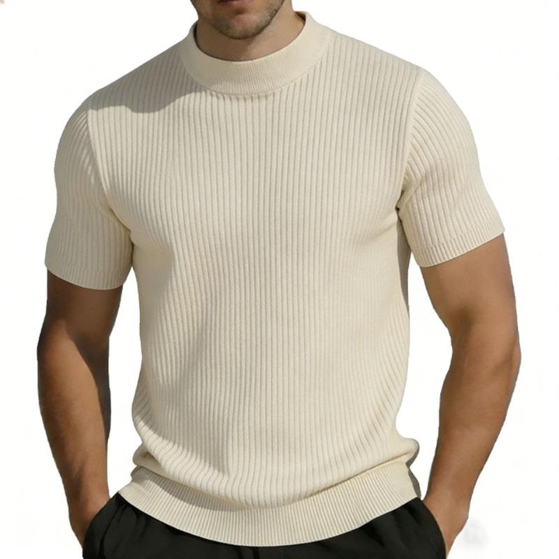 Men S Short Sleeve Striped T Shirt Slim Fit Summer Ice Silk Top