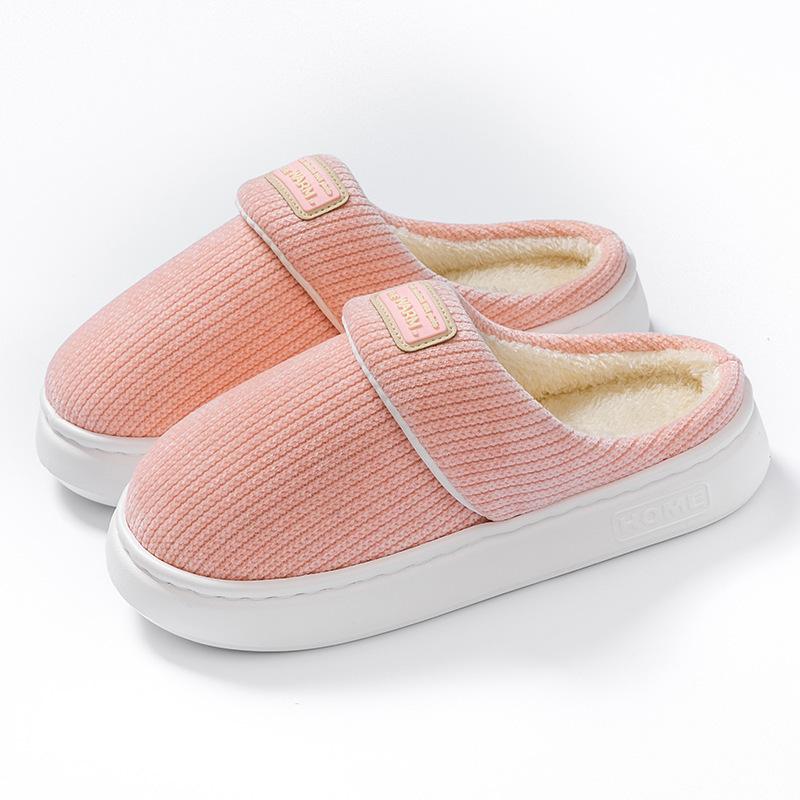 Outer Shoes Household Thermal Fleece Home Slippers Cotton Shoes Women's Non-slip Thick-soled Plush Winter Cotton Mop