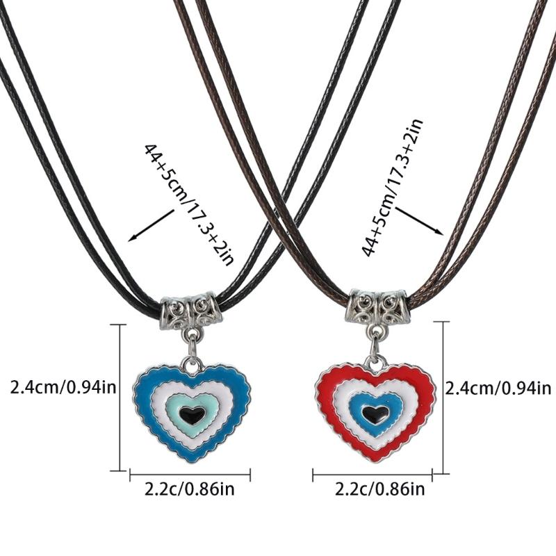 2pcs Heart Cross Cat Pendant Necklace Couple Black Rope Choker Necklace Jewelry