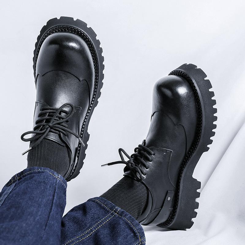 Big Head Derby Shoes Platform Casual Leather Shoes Commuter Trendy Men Mickey Shoes New Retro Small Leather Shoes 66689-R