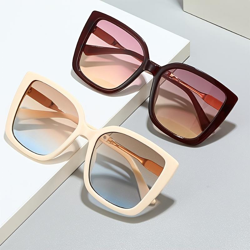 Large Gradient Square Women Sunglasses Stylish Anti Glare Driving Glasses with Metal Hinges Fashion Accessory