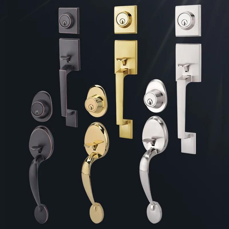 European Double Door Entry Lock ANSI Zinc Alloy Exterior Handle, Heavy Duty Pull for Main Gates/Villa Doors